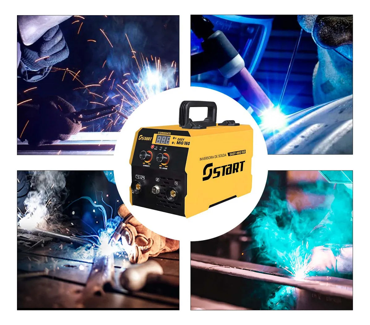 Máquina Solda Inversora Mig 160a Sem Gás 3 Em 1 Tig Lift Eletrodo EasyMig Start 220V
