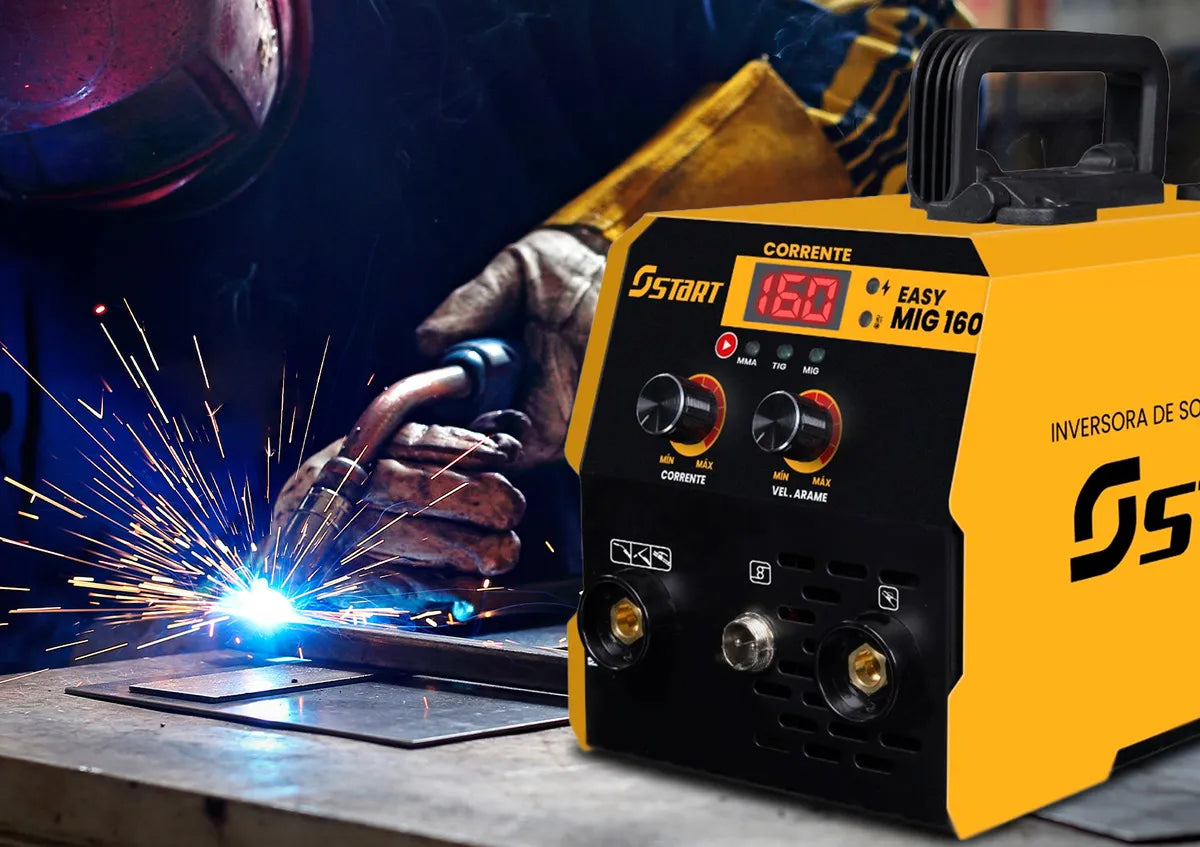 Máquina Solda Inversora Mig 160a Sem Gás 3 Em 1 Tig Lift Eletrodo EasyMig Start 220V