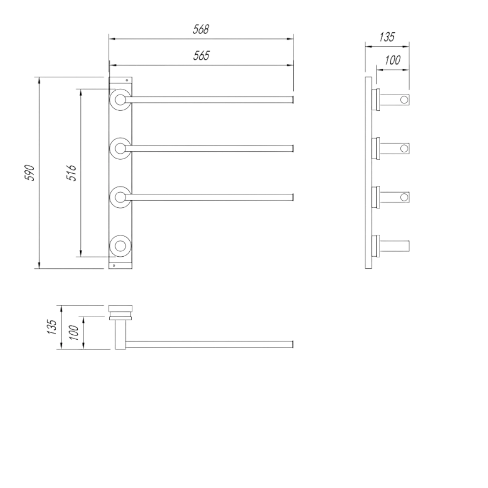 Toalheiro Linear Mazzini Cromado