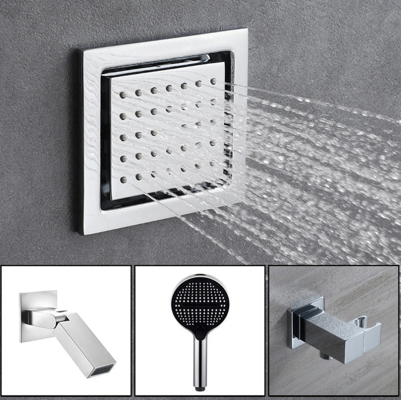 Ducha de Teto embutir Spa Ouro Escovado com Led