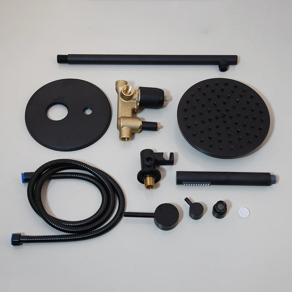 Kit Completo de Chuveiro na cor Black Matte (Fosco), mais praticidade e comodidade na sua obra, ele acompanha todos os itens: Registro Monocomando 04 Vias + Acabamento do Monocomando + Chuveiro + Ducha Manual. Ideal para quem está construindo e fazendo a parte hidráulica, pois o mesmo deve ser instalado por DENTRO da parede (comando).
Acabamento em aço inoxidável de alta resistência à corrosão, conservando a beleza do produto por muito mais tempo;
Ducha Manual: praticidade e fácil encaixe;
Volante em alava