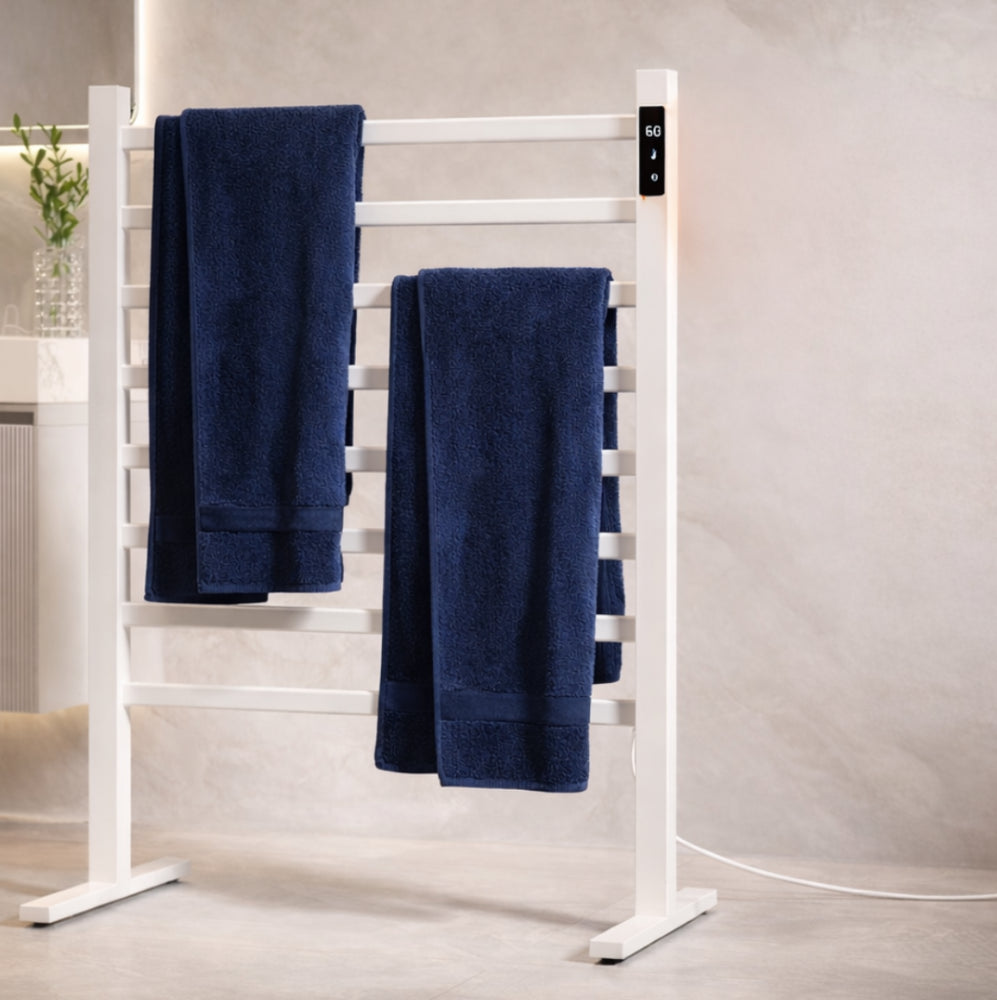 Toalheiro Térmico de Piso Branco - Painel Digital Touch 220v
