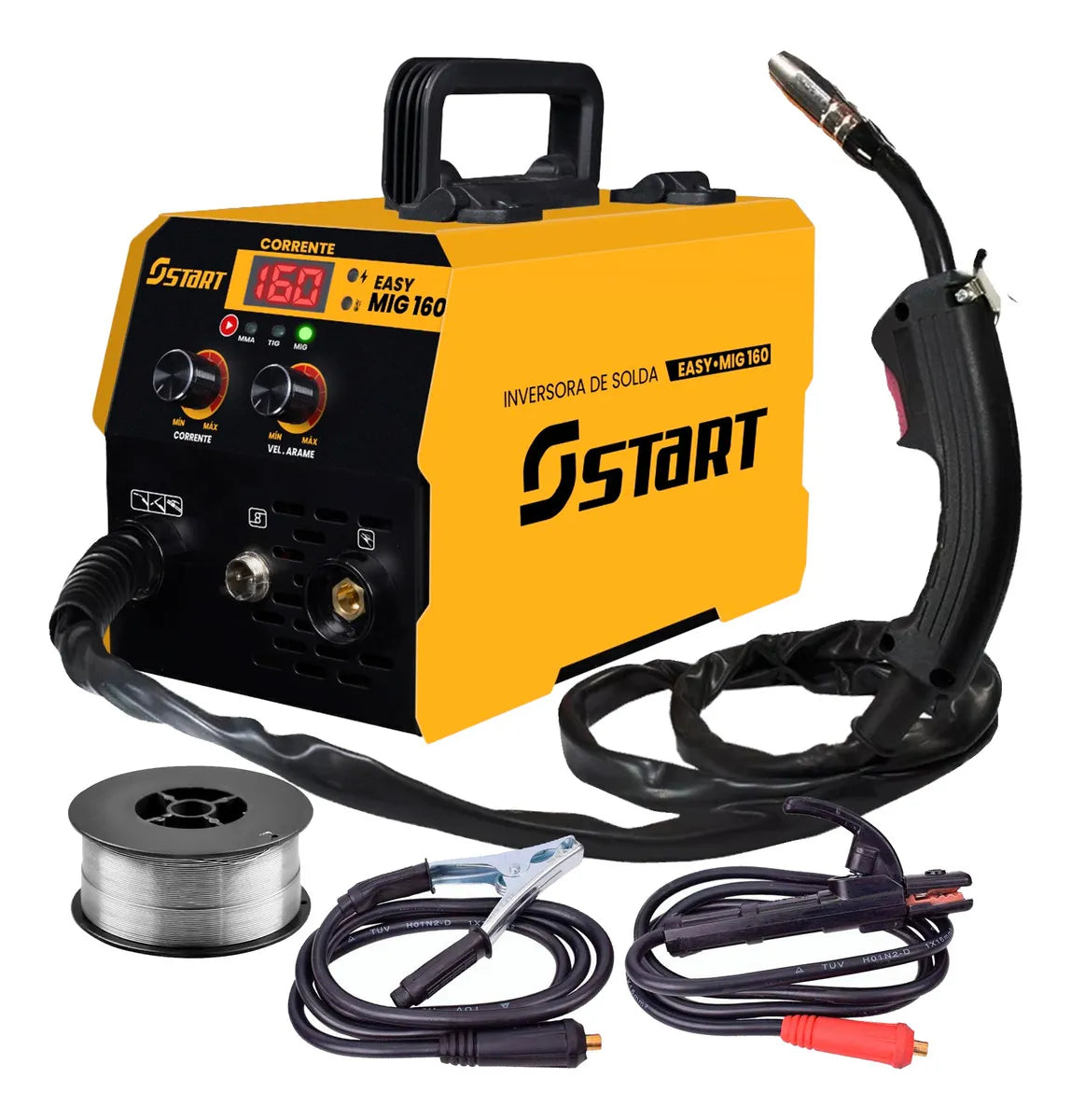 Máquina Solda Inversora Mig 160a Sem Gás 3 Em 1 Tig Lift Eletrodo EasyMig Start 220V