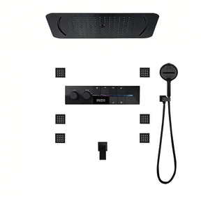 Ducha de Teto embutir Spa Preto Fosco com Led