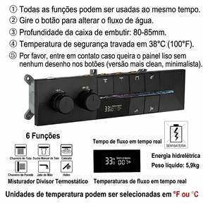 Ducha de Teto embutir Spa Ouro Escovado com Led