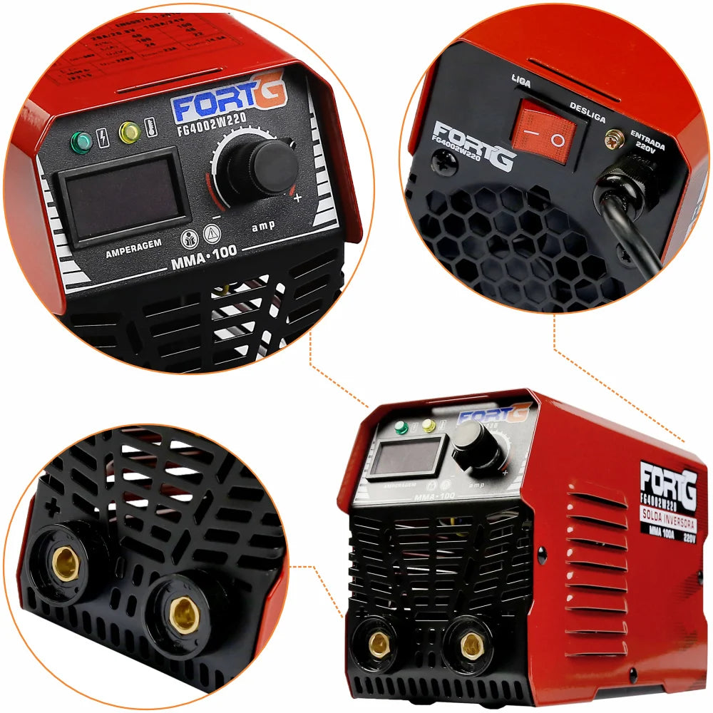 Máquina de Solda Inversora MMA 100A com Display Digital 220V FORTGPRO-FG4002W