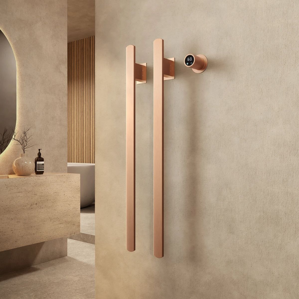 Toalheiro Elétrico Rose Gold Vertical Smart Instalação Oculta