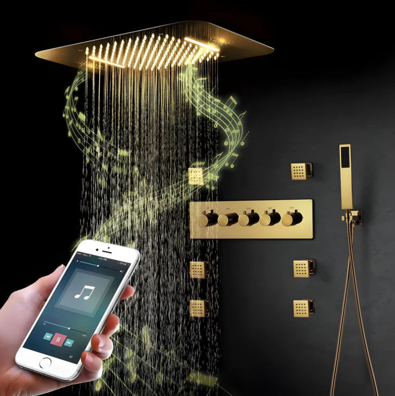 Ducha de Teto Embutir SPA com Conectividade Bluetooth 58x38