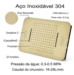 Ducha de Teto Embutir SPA com Conectividade Bluetooth 58x38