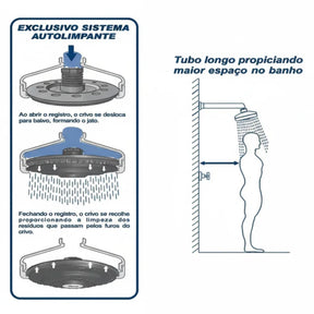 Chuveiro Ducha Auto Limpante Redonda
