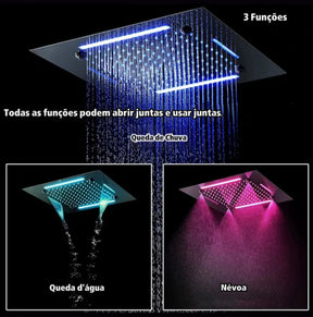 Ducha de Teto embutir Spa Ouro Escovado com Led