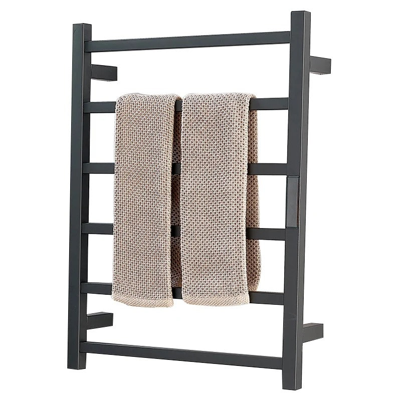 Toalheiro Térmico Compacto Preto Aço Inoxidável