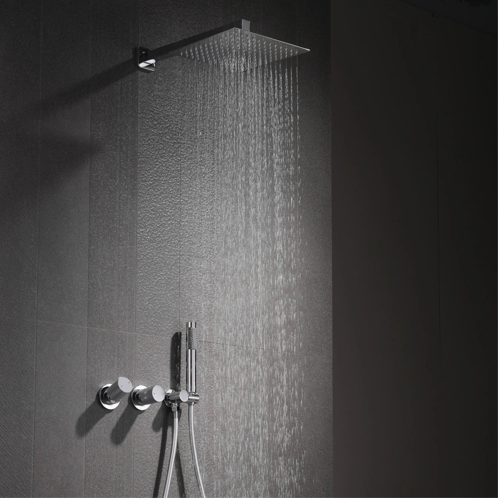 Chuveiro de Parede de Luxo – Misturador Integrado com Jato de Chuva e Jato Manual