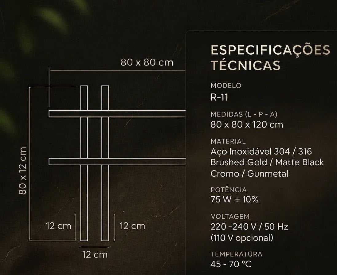 Toalheiro Elétrico Geométrico Dourado Slim
