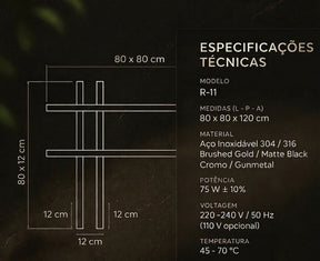 Toalheiro Elétrico Geométrico Dourado Slim