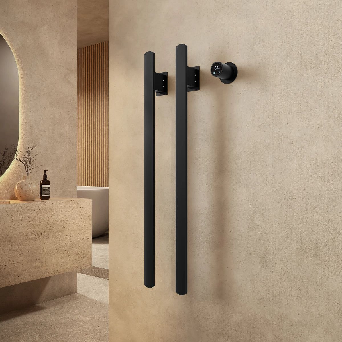 Toalheiro Elétrico Preto Vertical Smart Instalação Oculta